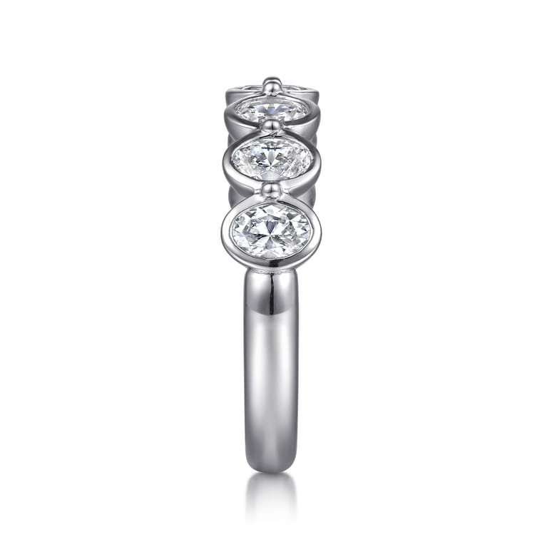 Fancy Wedding Ring in 14k White Gold with Oval Natural Diamond at Gabriel & Co. - Shot 4