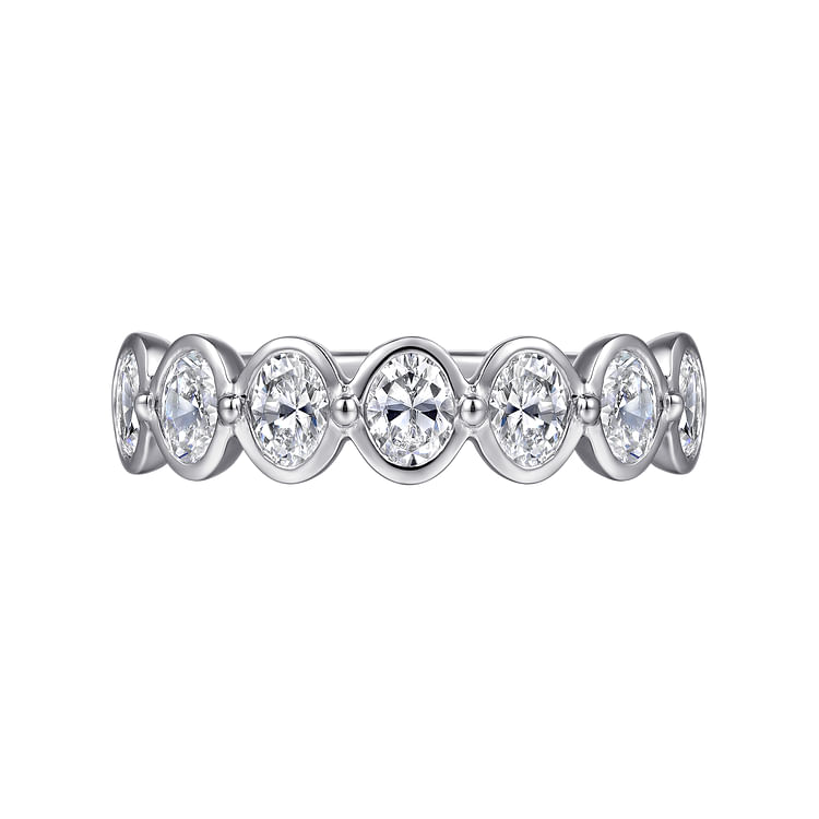 Calypso - 14K White Gold Bezel Oval 7 Stone Diamond Anniversary Band