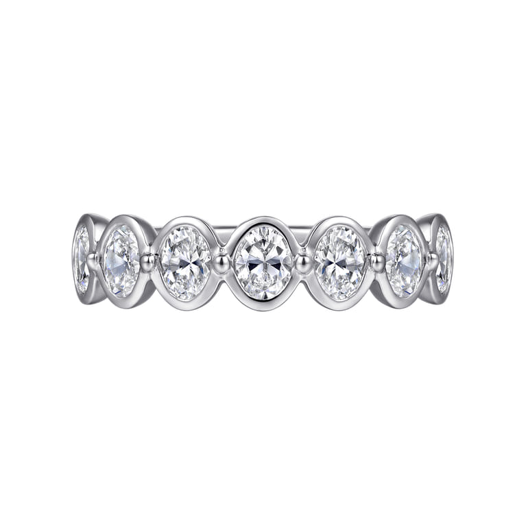 Fancy Wedding Ring in 14k White Gold with Oval Natural Diamond at Gabriel & Co. - Shot 6