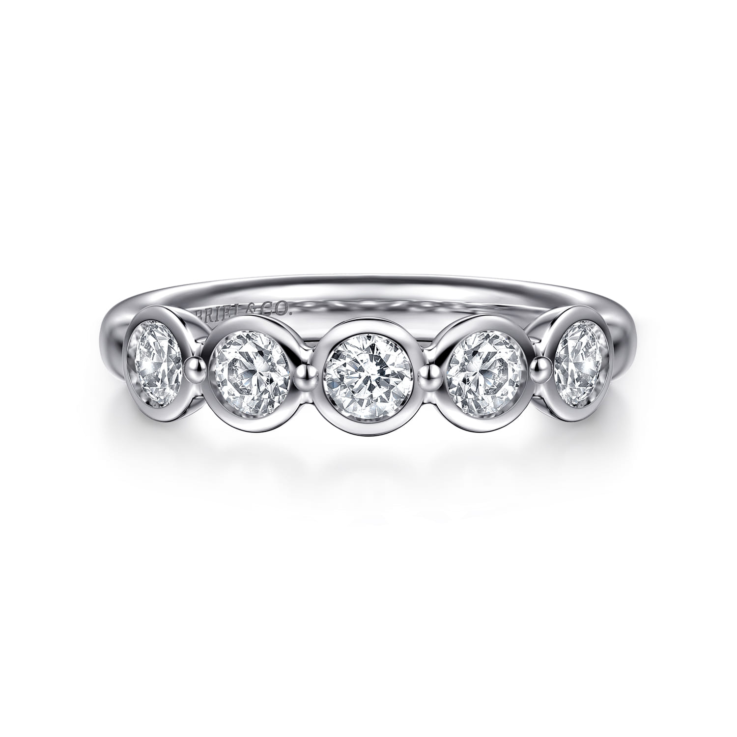 Fancy Wedding Ring in 14k White Gold with Round Natural Diamond at Gabriel & Co. - Shot 1