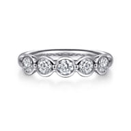 Calypso - 14K White Gold Bezel Round 5 Stone Diamond Anniversary Band