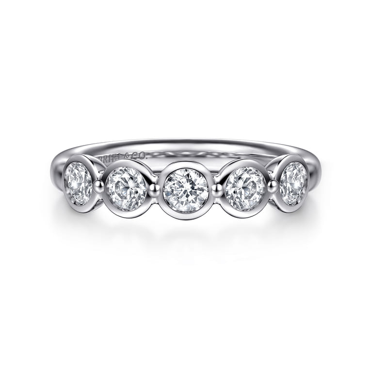 Fancy Wedding Ring in 14k White Gold with Round Natural Diamond at Gabriel & Co. - Shot 1