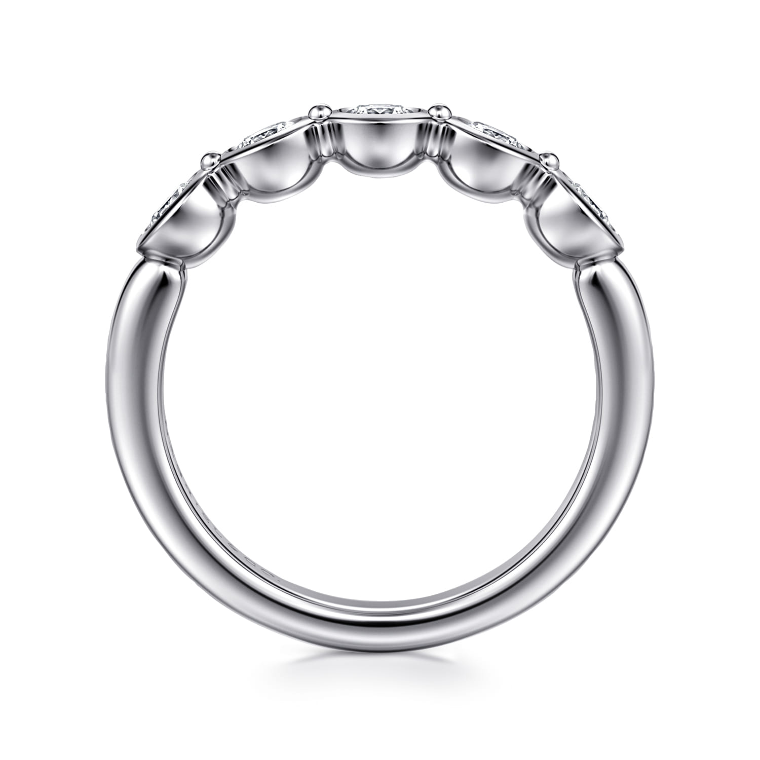 Fancy Wedding Ring in 14k White Gold with Round Natural Diamond at Gabriel & Co. - Shot 2