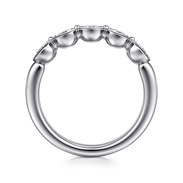 Fancy Wedding Ring in 14k White Gold with Round Natural Diamond at Gabriel & Co. - Shot 2