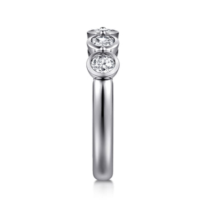 Calypso - 14K White Gold Bezel Round 5 Stone Diamond Anniversary Band