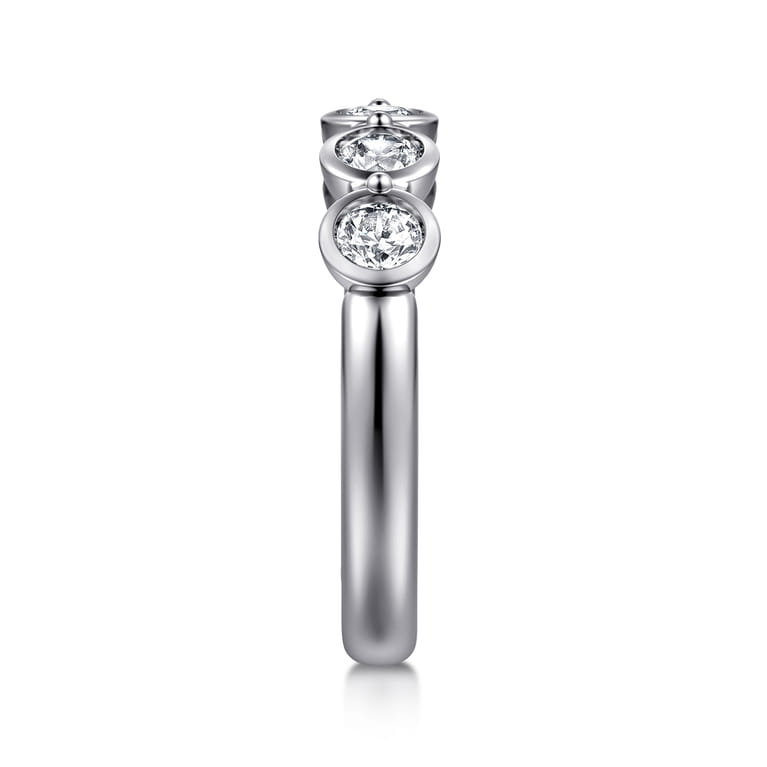 Fancy Wedding Ring in 14k White Gold with Round Natural Diamond at Gabriel & Co. - Shot 4