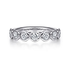 Calypso - 14K White Gold Bezel Round 7 Stone Diamond Anniversary Band