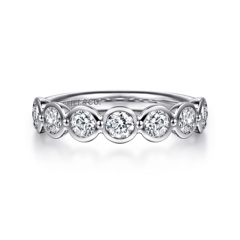 Fancy Wedding Ring in 14k White Gold with Round Natural Diamond at Gabriel & Co. - Shot 1