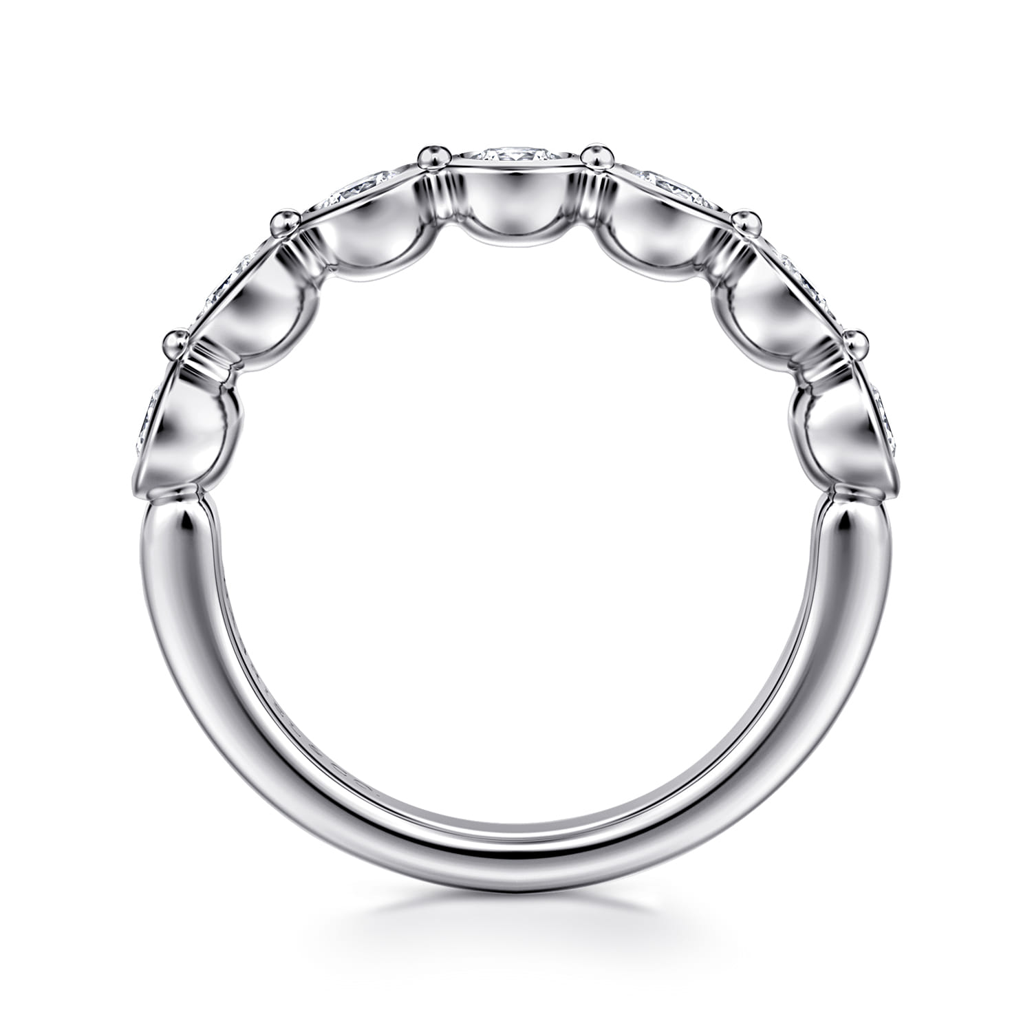 Fancy Wedding Ring in 14k White Gold with Round Natural Diamond at Gabriel & Co. - Shot 2