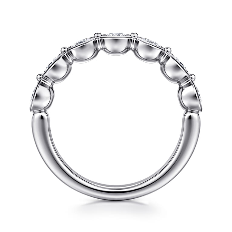 Fancy Wedding Ring in 14k White Gold with Round Natural Diamond at Gabriel & Co. - Shot 2