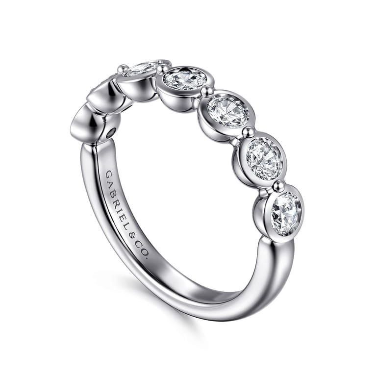 Fancy Wedding Ring in 14k White Gold with Round Natural Diamond at Gabriel & Co. - Shot 3