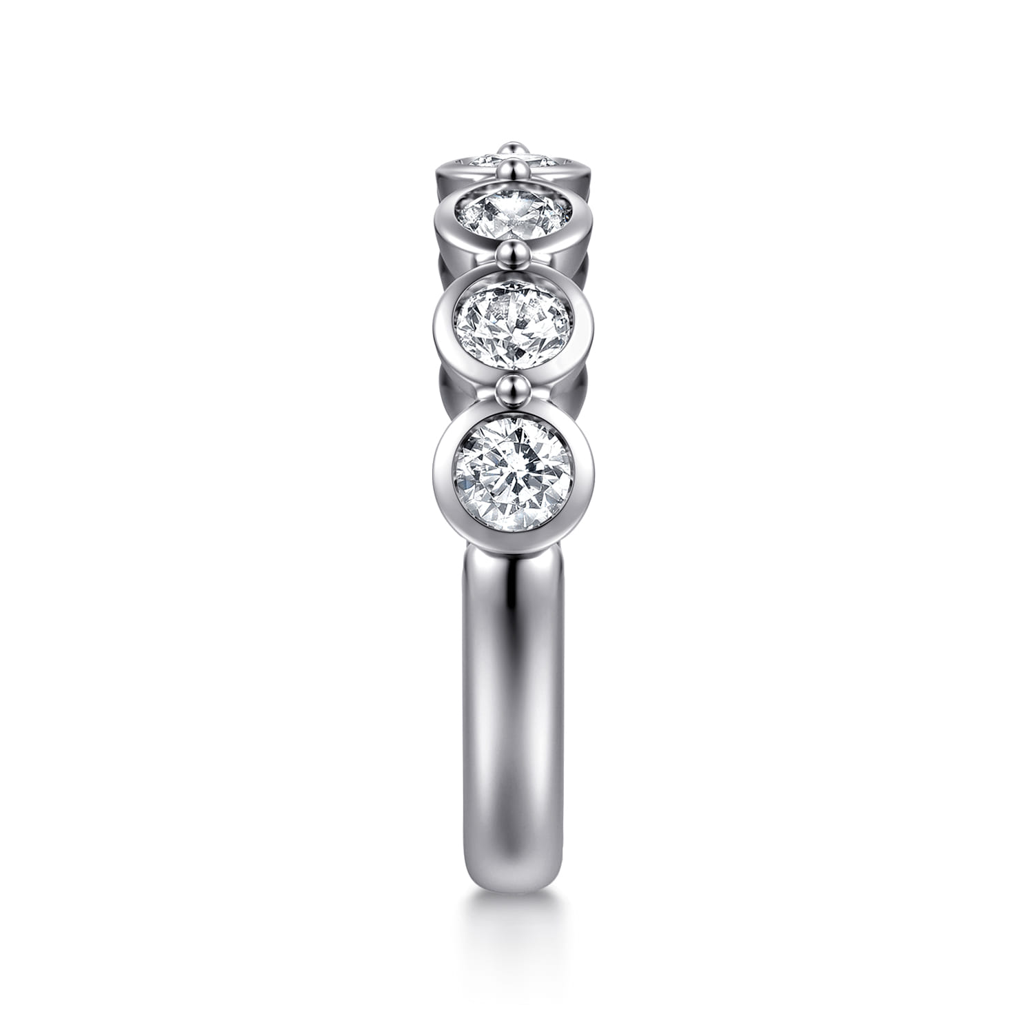 Fancy Wedding Ring in 14k White Gold with Round Natural Diamond at Gabriel & Co. - Shot 4