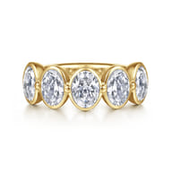 Calypso - 14K Yellow Gold Bezel Oval 5 Stone Diamond Anniversary Band
