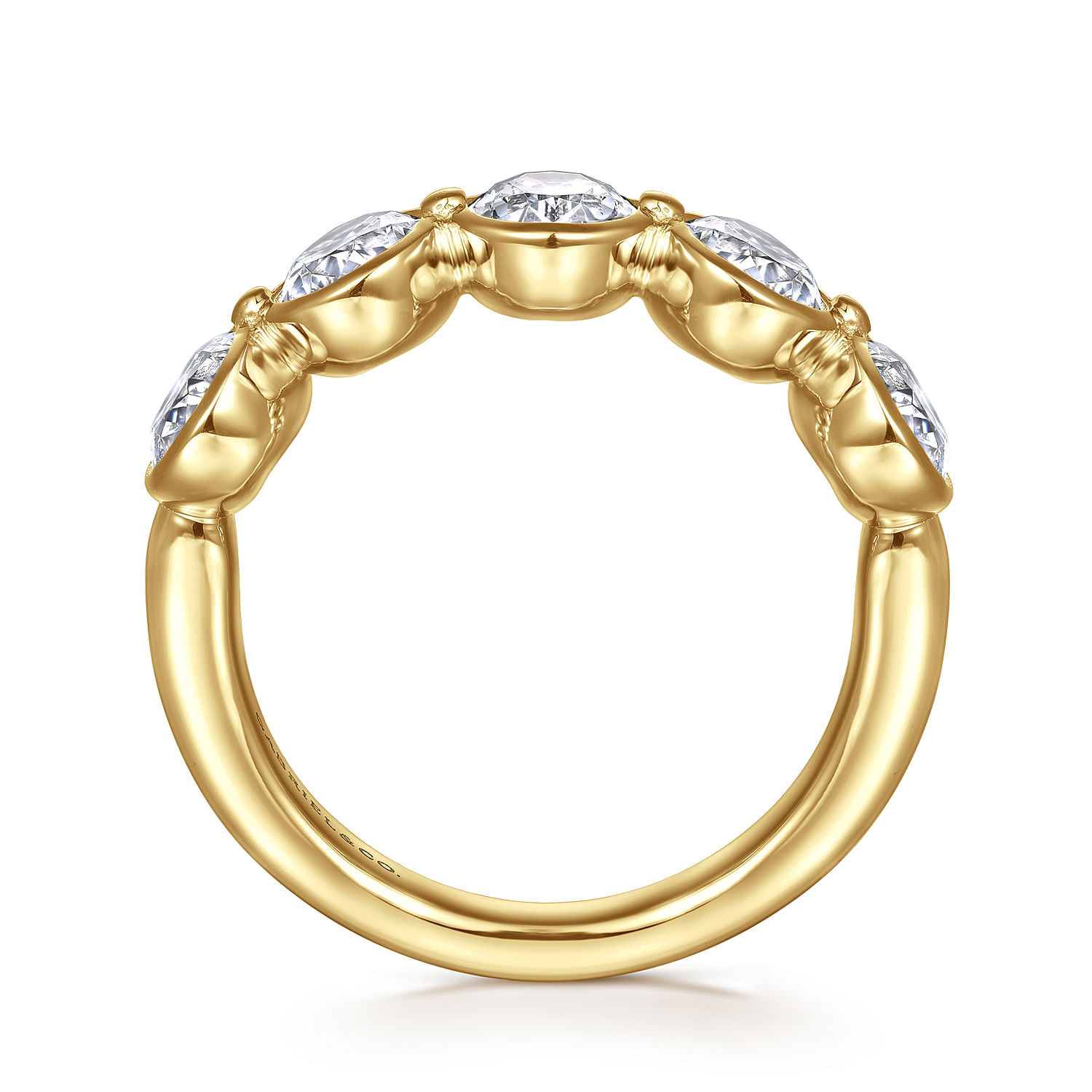 Calypso - 14K Yellow Gold Bezel Oval 5 Stone Diamond Anniversary Band