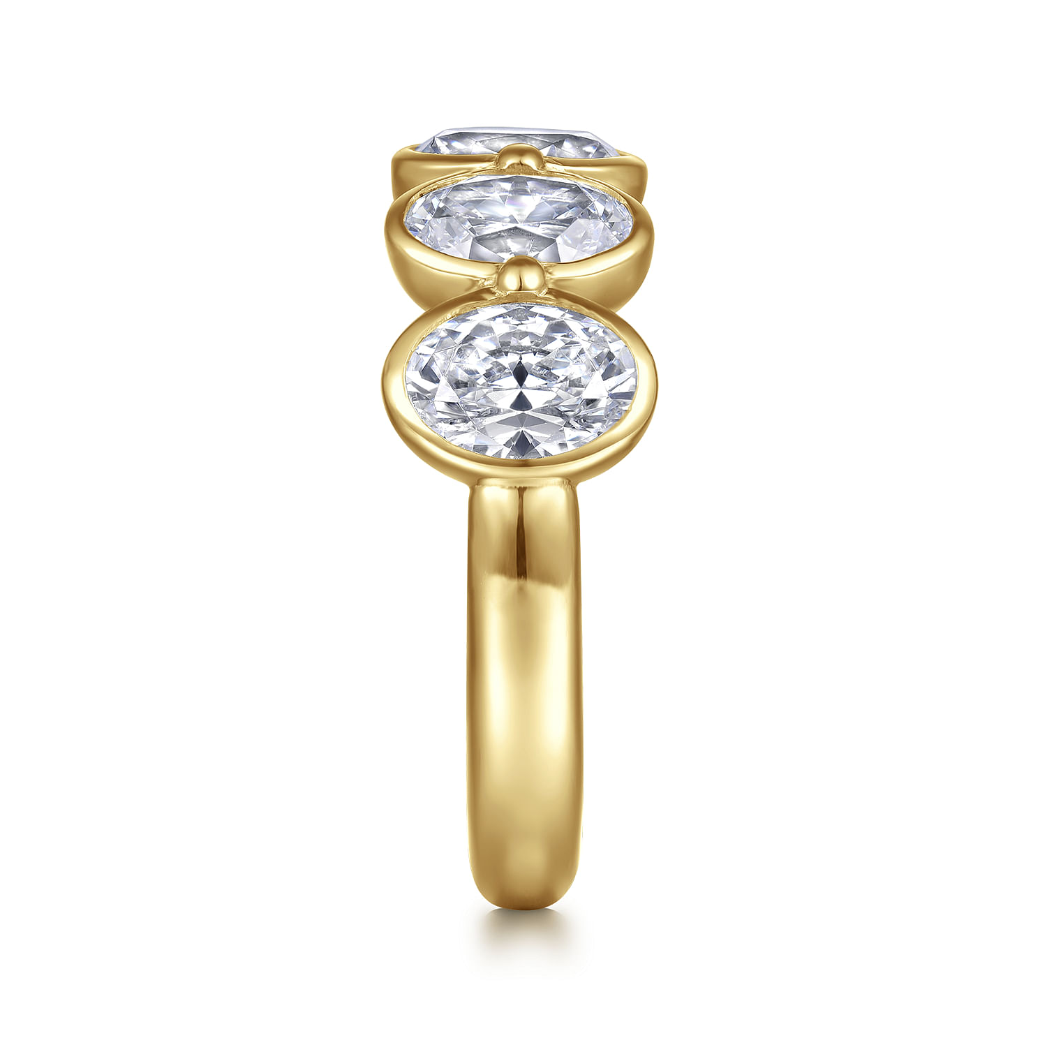 Calypso - 14K Yellow Gold Bezel Oval 5 Stone Diamond Anniversary Band
