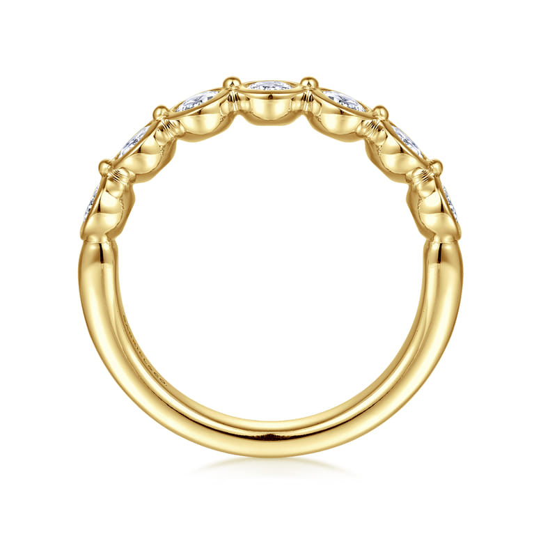 Straight Wedding Ring in 14k Yellow Gold with Oval Natural Diamond at Gabriel & Co. - Shot 2