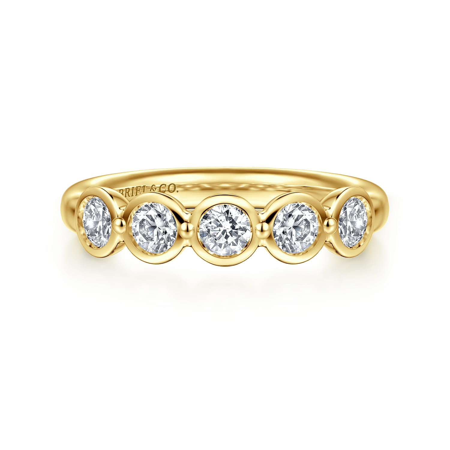 Fancy Wedding Ring in 14k Yellow Gold with Round Natural Diamond at Gabriel & Co. - Shot 1