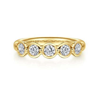 Calypso - 14K Yellow Gold Bezel Round 5 Stone Diamond Anniversary Band