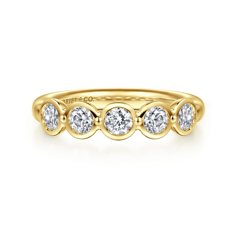Fancy Wedding Ring in 14k Yellow Gold with Round Natural Diamond at Gabriel & Co. - Shot 1