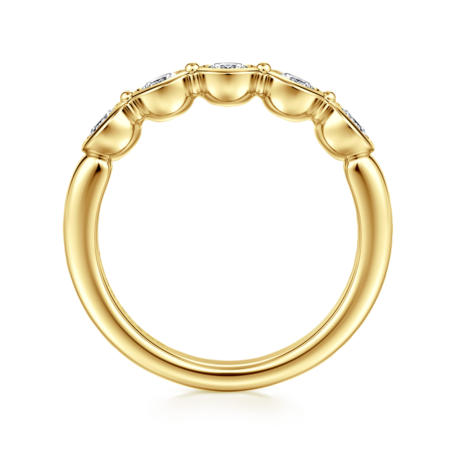 Fancy Wedding Ring in 14k Yellow Gold with Round Natural Diamond at Gabriel & Co. - Shot 2