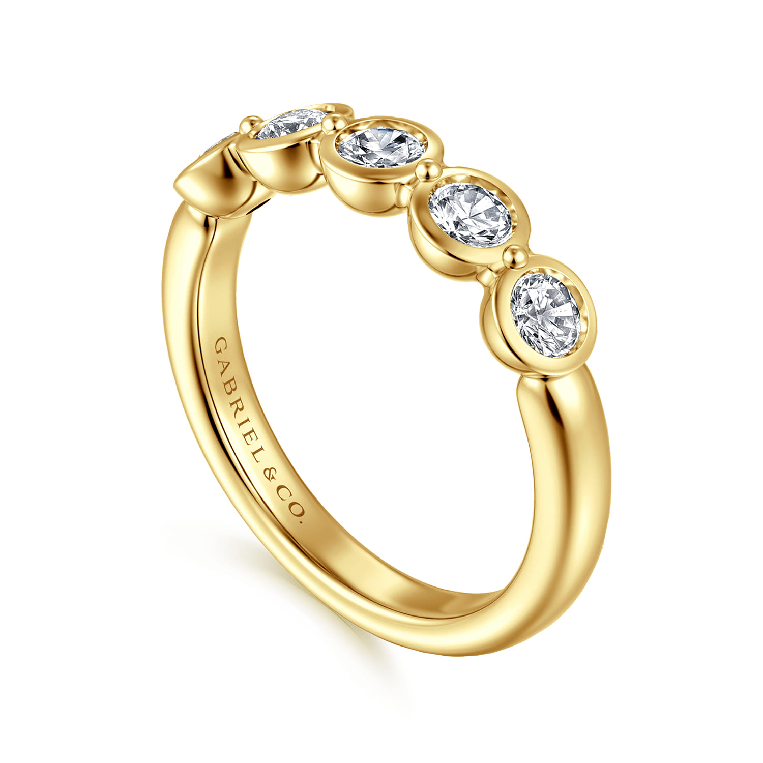 Fancy Wedding Ring in 14k Yellow Gold with Round Natural Diamond at Gabriel & Co. - Shot 3