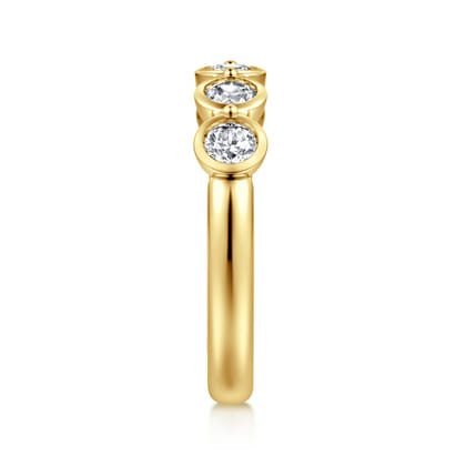 Calypso - 14K Yellow Gold Bezel Round 5 Stone Diamond Anniversary Band