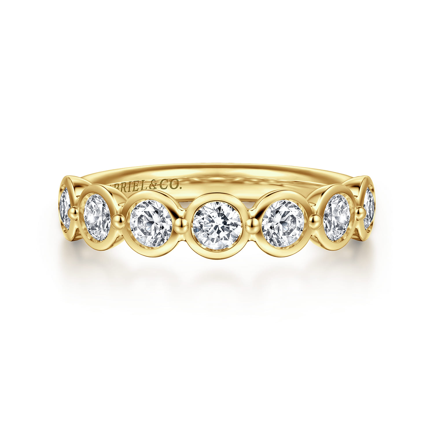 Straight Wedding Ring in 14k Yellow Gold with Round Natural Diamond at Gabriel & Co. - Shot 1