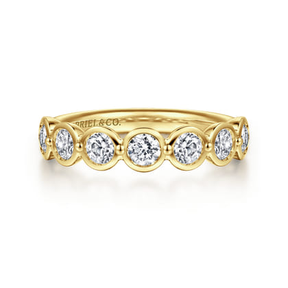 Calypso - 14K Yellow Gold Bezel Round 7 Stone Diamond Anniversary Band