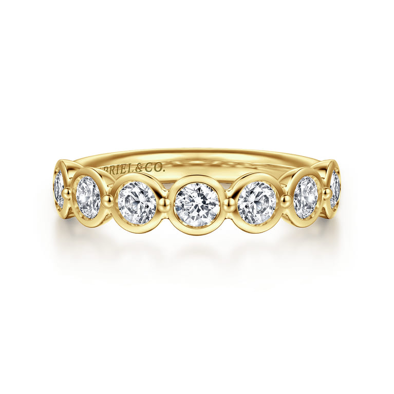 Straight Wedding Ring in 14k Yellow Gold with Round Natural Diamond at Gabriel & Co. - Shot 1