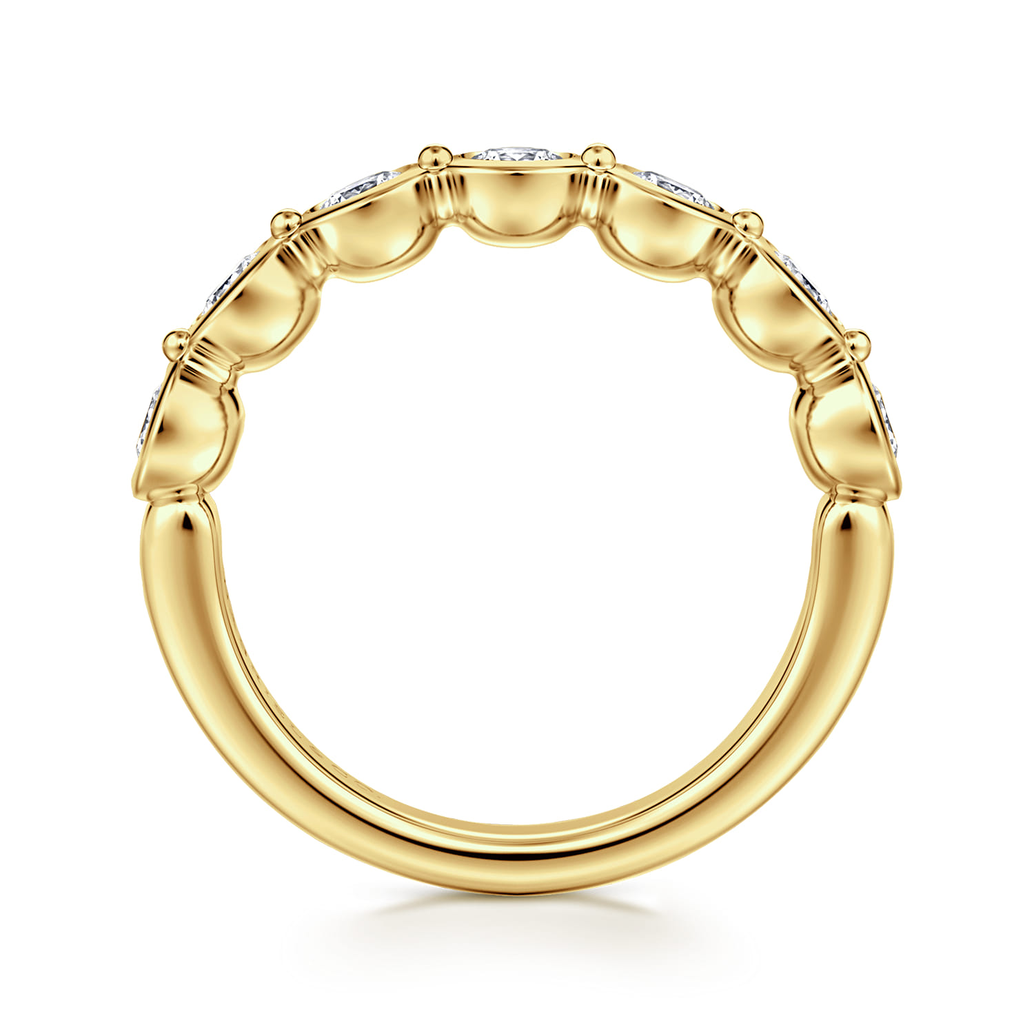 Straight Wedding Ring in 14k Yellow Gold with Round Natural Diamond at Gabriel & Co. - Shot 2