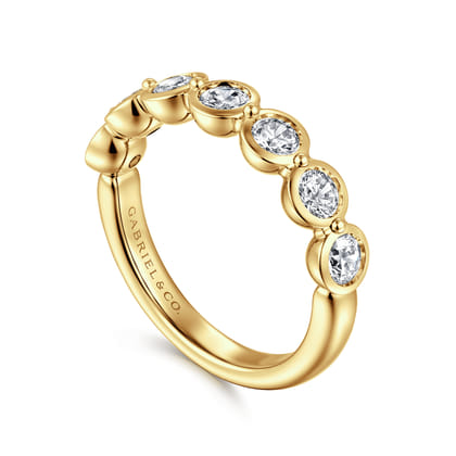 Calypso - 14K Yellow Gold Bezel Round 7 Stone Diamond Anniversary Band