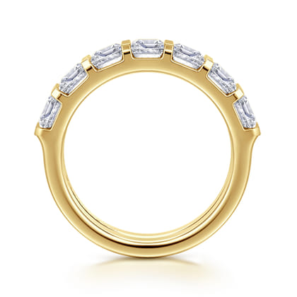 Calyra - 14K Yellow Gold Bar Setting Emerald Cut Diamond Anniversary Band