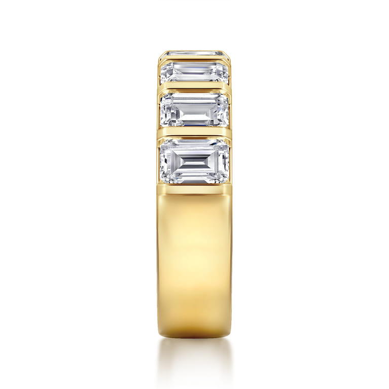 Straight Wedding Ring in 14k Yellow Gold with Emerald Cut Natural Diamond at Gabriel & Co. - Shot 4