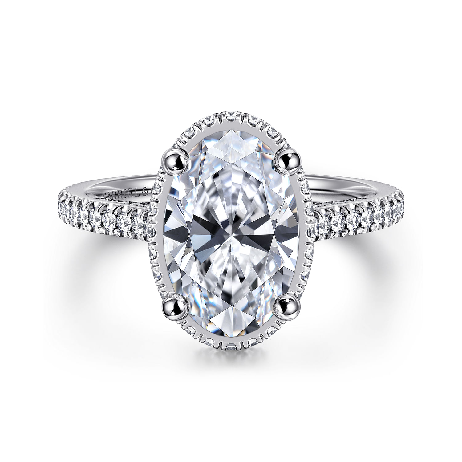 Camden - 14K White Gold Hidden Halo Oval Diamond Engagement Ring