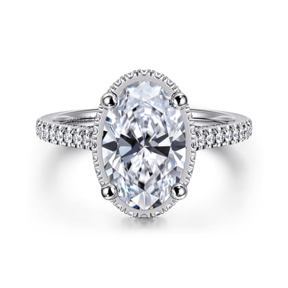 Camden - 14K White Gold Hidden Halo Oval Diamond Engagement Ring
