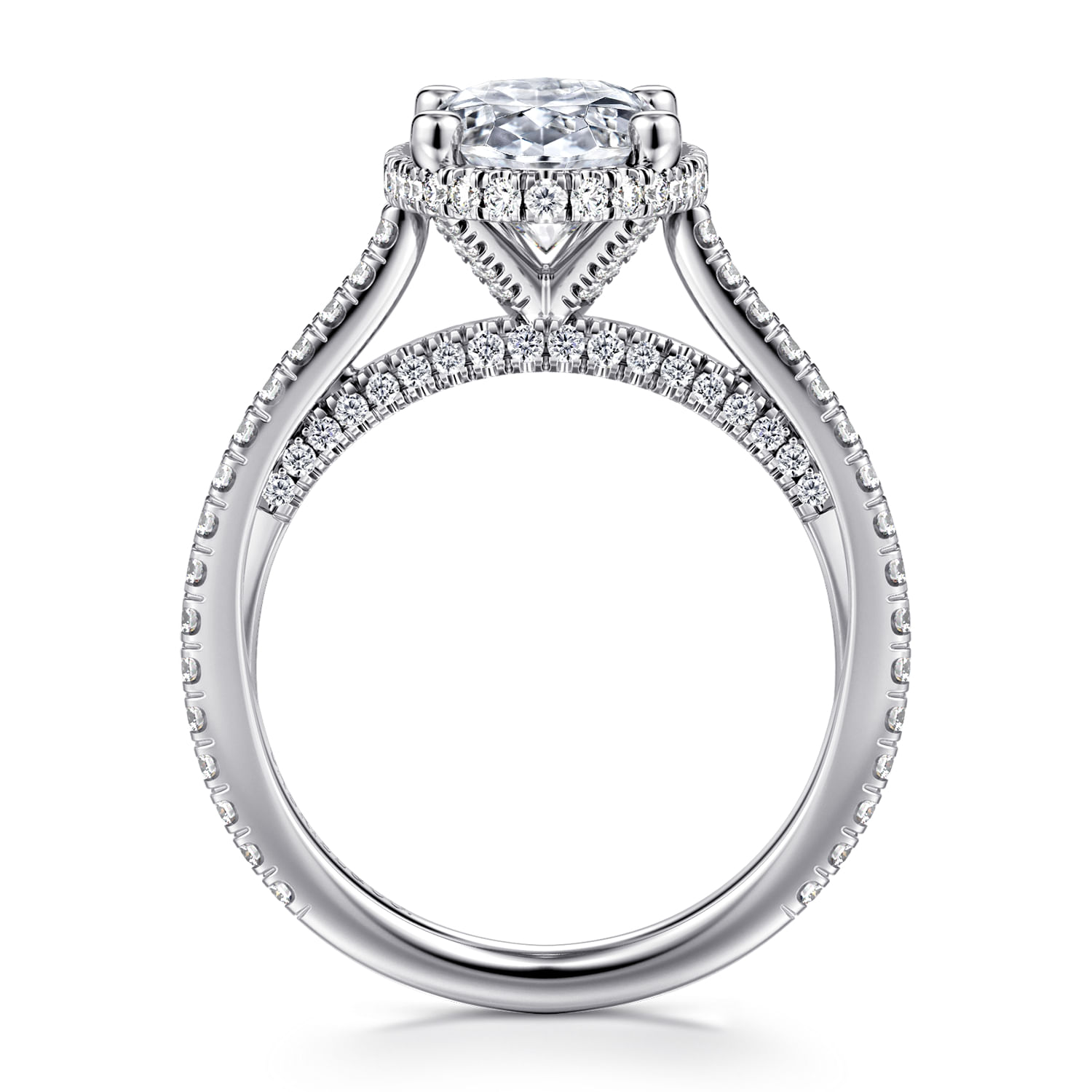 Camden - 14K White Gold Hidden Halo Oval Diamond Engagement Ring