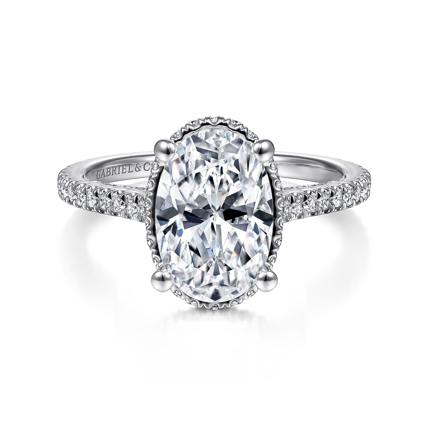 Camden - 14K White Gold Hidden Halo Oval Diamond Engagement Ring