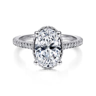 Camden - 14K White Gold Hidden Halo Oval Diamond Engagement Ring