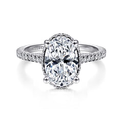 Camden - 14K White Gold Hidden Halo Oval Diamond Engagement Ring