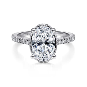 Camden - 14K White Gold Hidden Halo Oval Diamond Engagement Ring