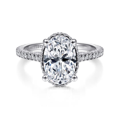 Camden - 14K White Gold Hidden Halo Oval Diamond Engagement Ring