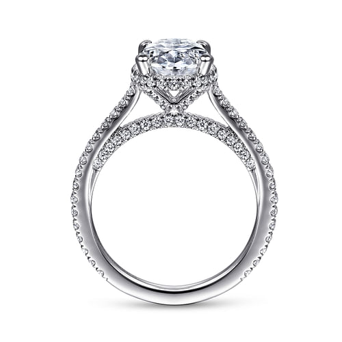 Camden - 14K White Gold Hidden Halo Oval Diamond Engagement Ring - 0.51 ct - Shot 2
