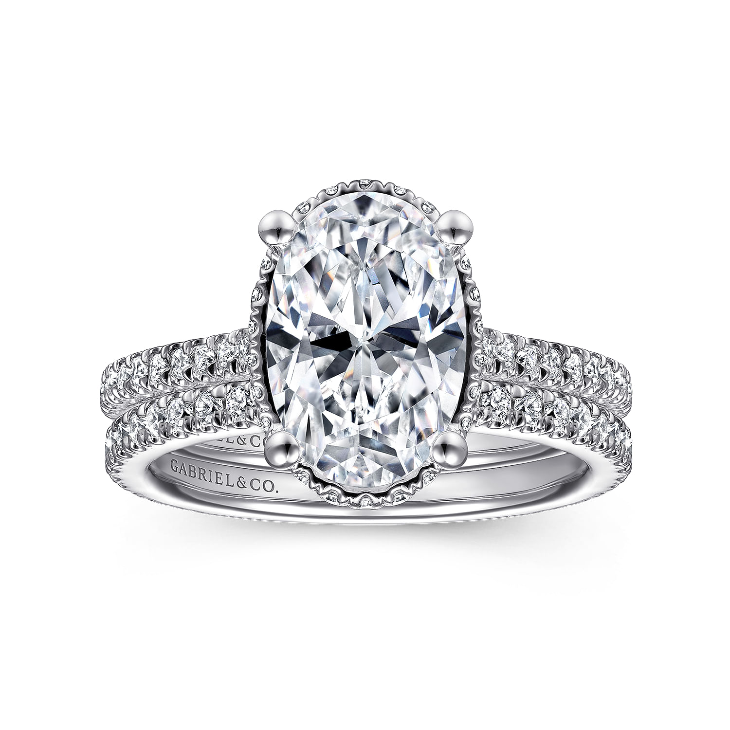 Camden - 14K White Gold Hidden Halo Oval Diamond Engagement Ring