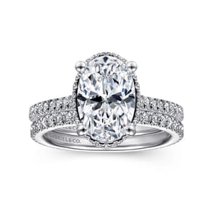 Camden - 14K White Gold Hidden Halo Oval Diamond Engagement Ring