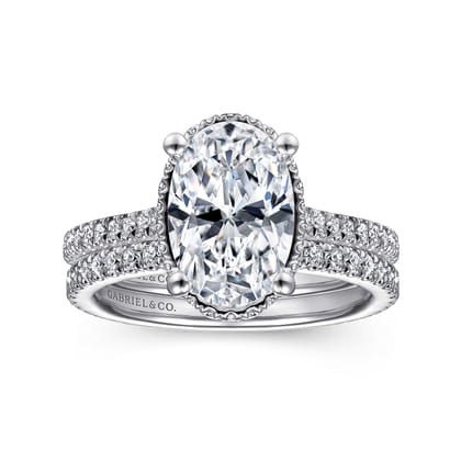 Camden - 14K White Gold Hidden Halo Oval Diamond Engagement Ring