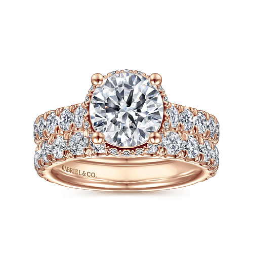 Camden - 18K Rose Gold Hidden Halo Round Diamond Engagement Ring - 1.42 ct - Shot 4