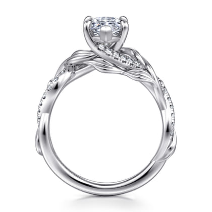 Camelia - 14K White Gold Floral Marquise Shape Diamond Engagement Ring