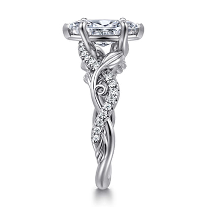 Camelia - 14K White Gold Floral Marquise Shape Diamond Engagement Ring