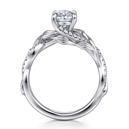 Camelia - 14K White Gold Floral Oval Diamond Engagement Ring