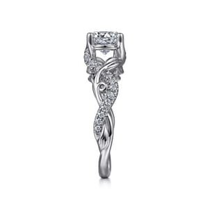 Camelia - 14K White Gold Floral Round Diamond Engagement Ring